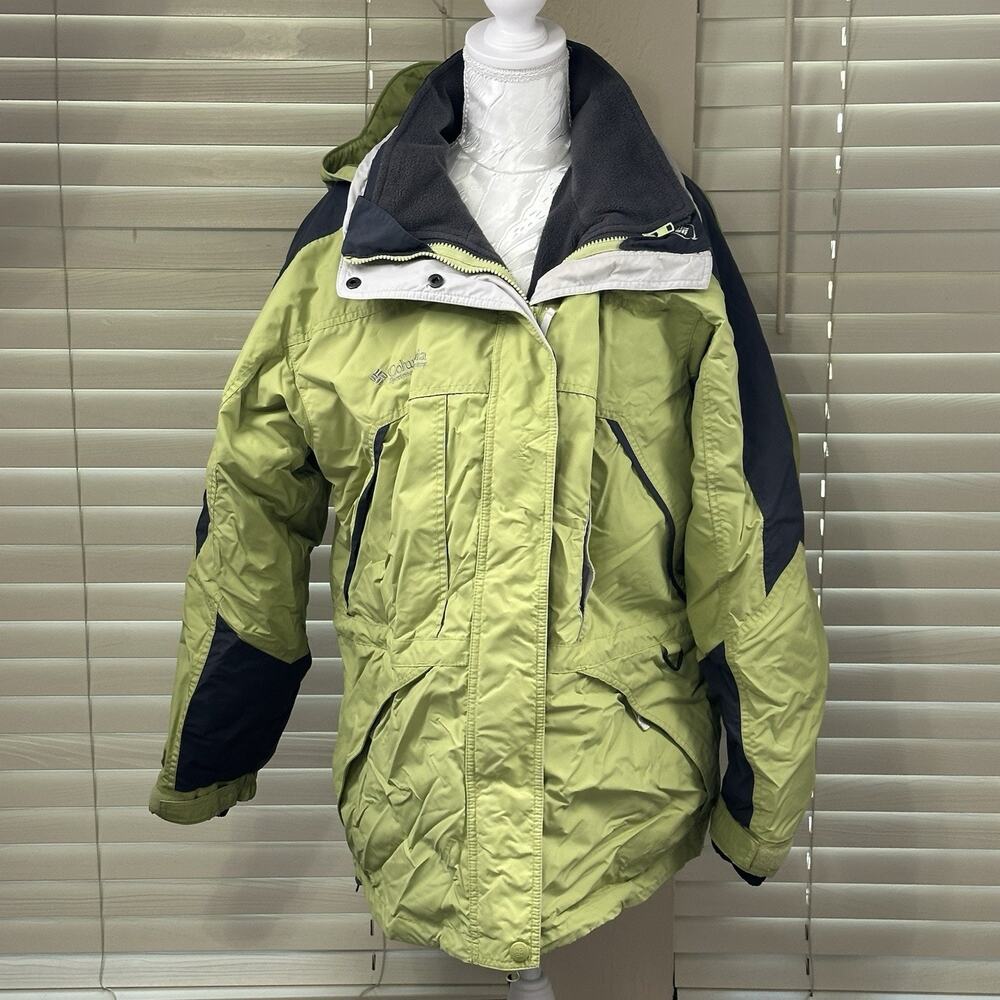 Columbia Ski Jacket Coat Hooded Women’s Large Insulated Winter Parka Lime Green